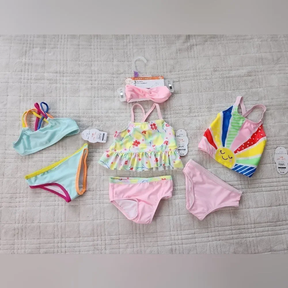 Nwt lot of 3 swim suits sets for girl, Size 12 months